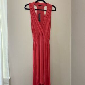krisa Halter Hi-Lo Maxi Dress Size Large Color - Fire L